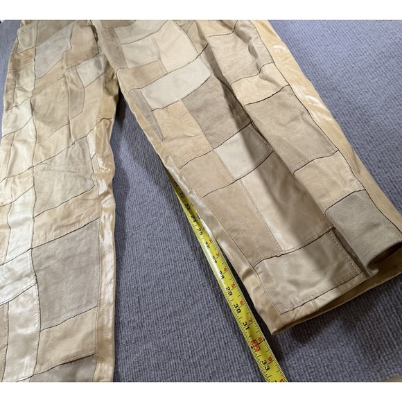 Vintage Davoucci Brown Patchwork 44x32‎ Genuine Leather Pants NWT Retro * - Picture 6 of 11